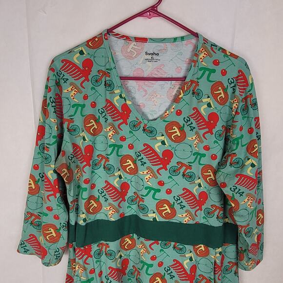 Svaha Pi print midi dress Size XL green novelty Math Teacher quirky playful - Picture 4 of 9